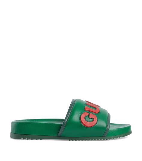 gucci slides tartan|Gucci leather slippers.